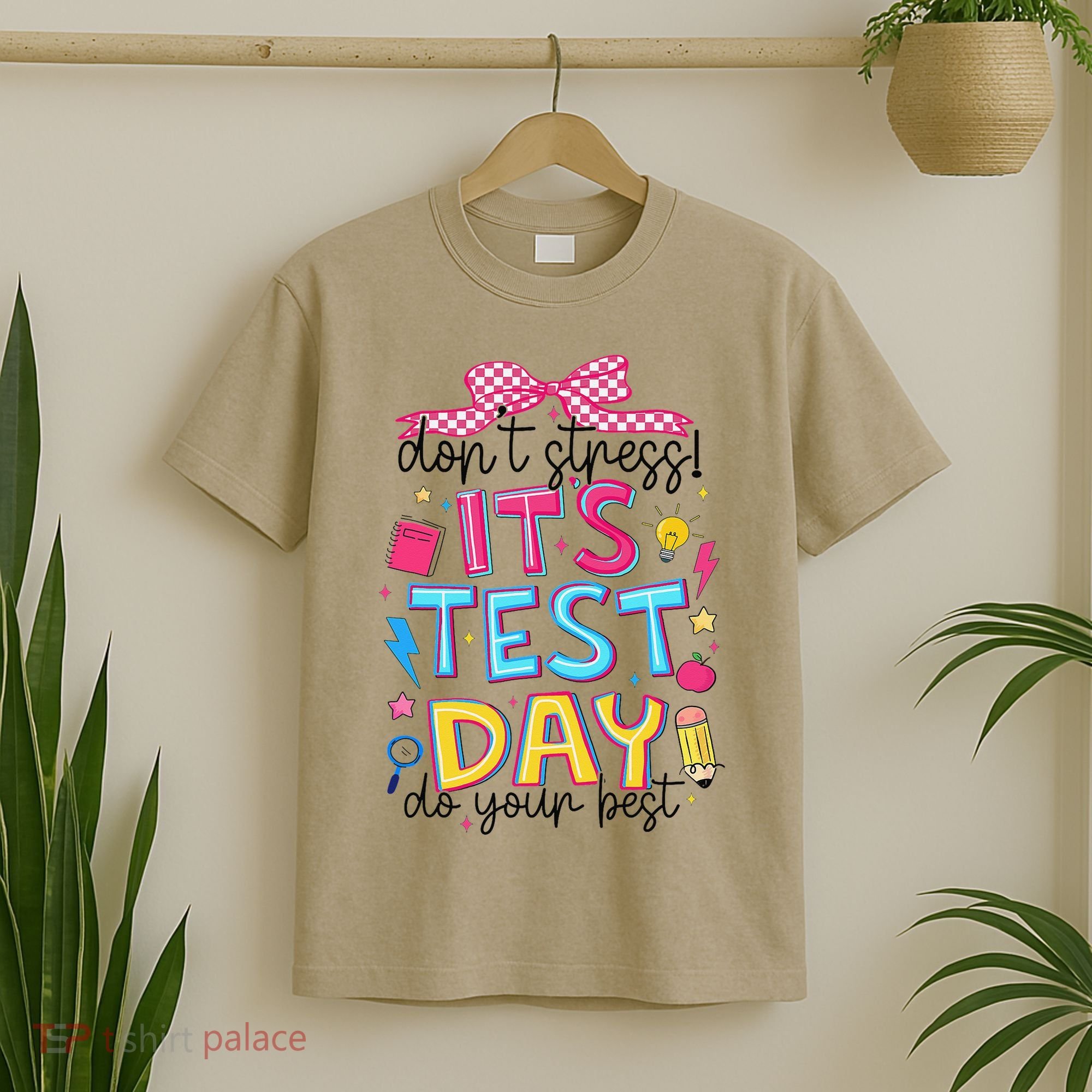 Dont Stress Pencil Coquette Bow Rock The Test Testing Day T-Shirt