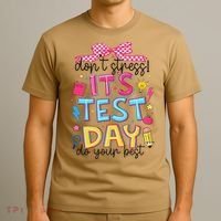 Dont Stress Pencil Coquette Bow Rock The Test Testing Day T-Shirt thumb 3