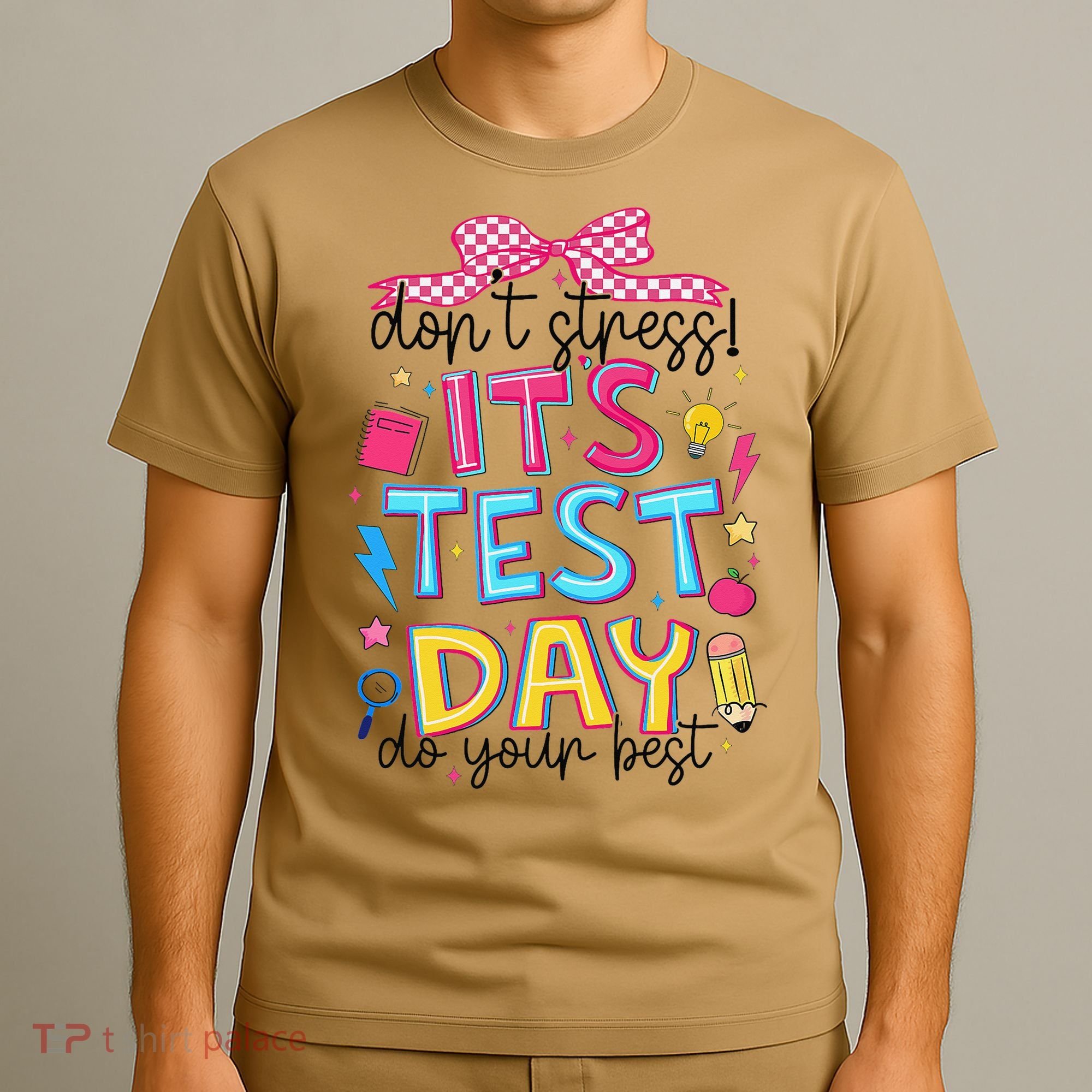 Dont Stress Pencil Coquette Bow Rock The Test Testing Day T-Shirt