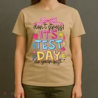Dont Stress Pencil Coquette Bow Rock The Test Testing Day T-Shirt thumb 4
