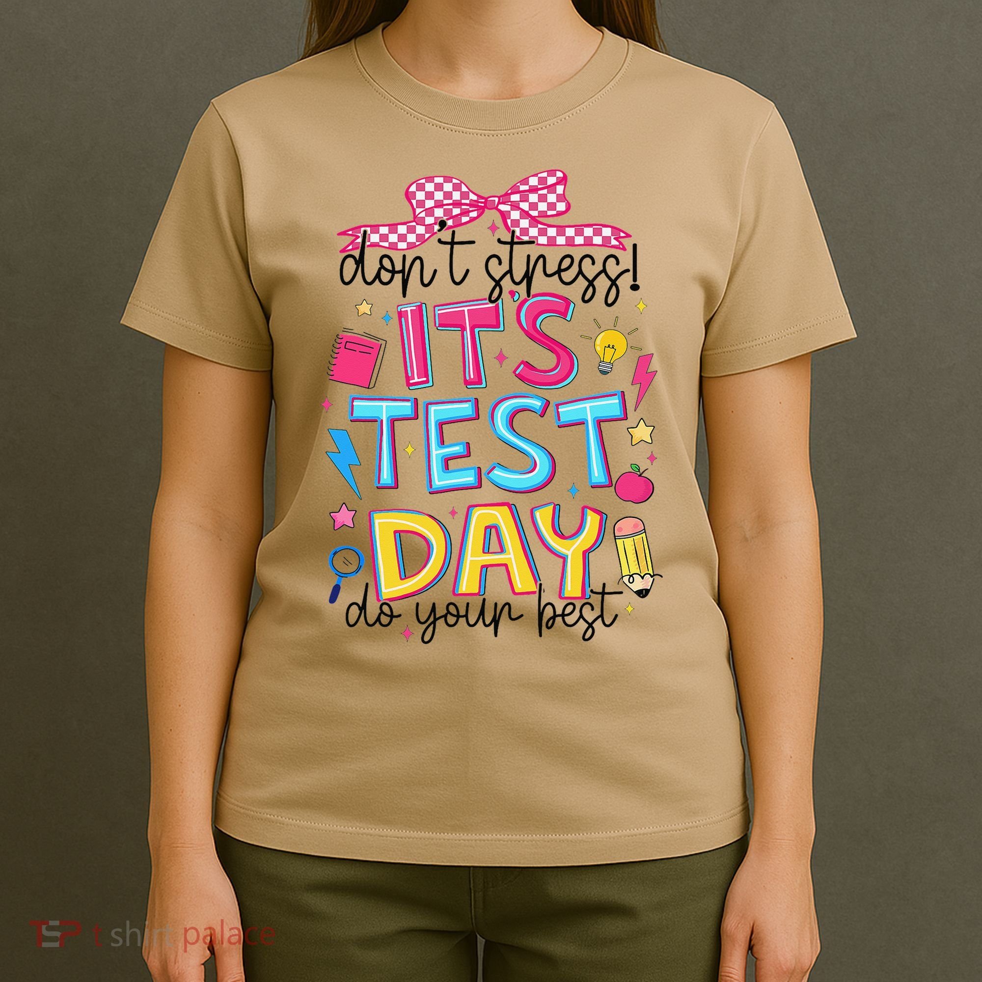 Dont Stress Pencil Coquette Bow Rock The Test Testing Day T-Shirt