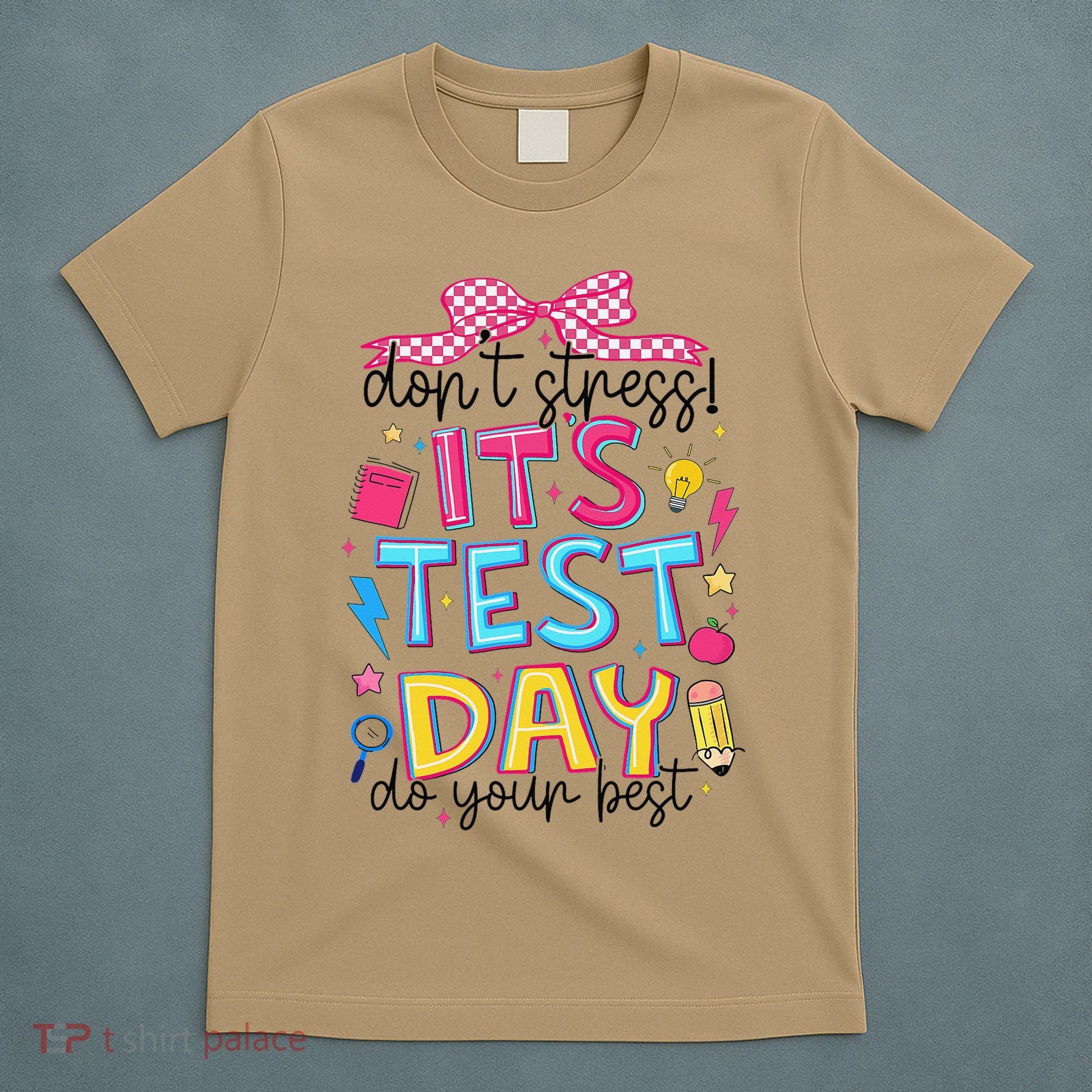 Dont Stress Pencil Coquette Bow Rock The Test Testing Day T-Shirt