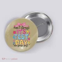 Dont Stress Pencil Coquette Bow Rock The Test Testing Day Button thumb 0