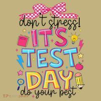 Dont Stress Pencil Coquette Bow Rock The Test Testing Day Button thumb 1