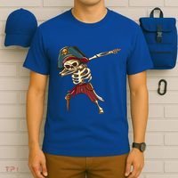 Dabbing Skeleton Pirate Halloween Dab Gift T-Shirt thumb 6