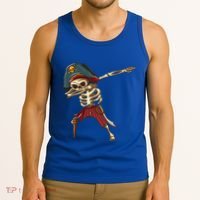 Dabbing Skeleton Pirate Halloween Dab Gift Tank Top thumb 3