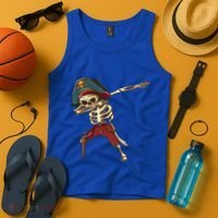 Dabbing Skeleton Pirate Halloween Dab Gift Tank Top thumb 4