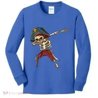 Dabbing Skeleton Pirate Halloween Dab Gift Kids Long Sleeve Shirt thumb 0