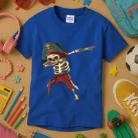 Dabbing Skeleton Pirate Halloween Dab Gift Kids T-Shirt thumb 3