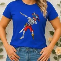 Dabbing Skeleton Pirate Halloween Funny Gift Women's T-Shirt thumb 2