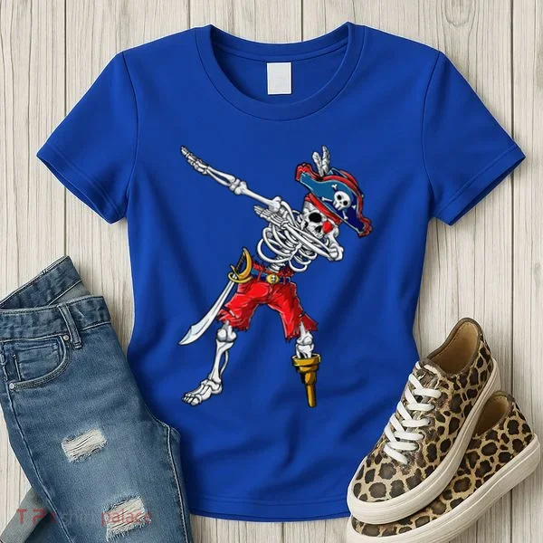 Dabbing Skeleton Pirate Halloween Funny Gift Women's T-Shirt