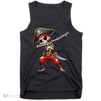 Dabbing Skeleton Pirate Halloween Pirate Tank Top thumb 0