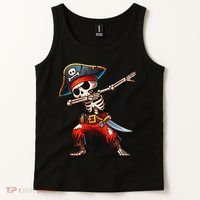 Dabbing Skeleton Pirate Halloween Pirate Tank Top thumb 2