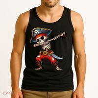 Dabbing Skeleton Pirate Halloween Pirate Tank Top thumb 3
