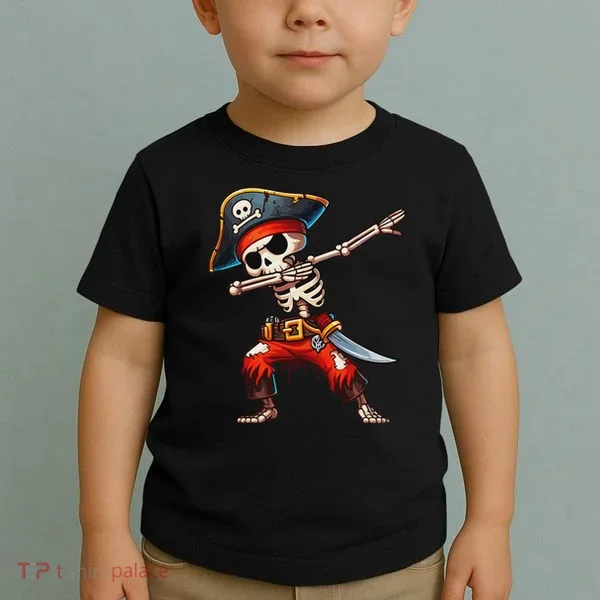 Dabbing Skeleton Pirate Halloween Pirate Toddler T-Shirt