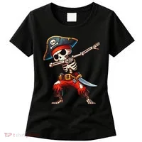 Dabbing Skeleton Pirate Halloween Pirate Women's T-Shirt thumb 0