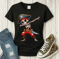 Dabbing Skeleton Pirate Halloween Pirate Women's T-Shirt thumb 3