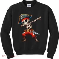 Dabbing Skeleton Pirate Halloween Pirate Kids Sweatshirt thumb 0