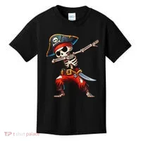 Dabbing Skeleton Pirate Halloween Pirate Kids T-Shirt thumb 0