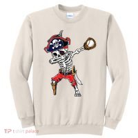 Dabbing Skeleton Pirate Baseball Ball Halloween Costume Sweatshirt thumb 0