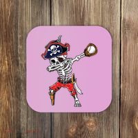 Dabbing Skeleton Pirate Baseball Ball Halloween Costume Coaster thumb 0