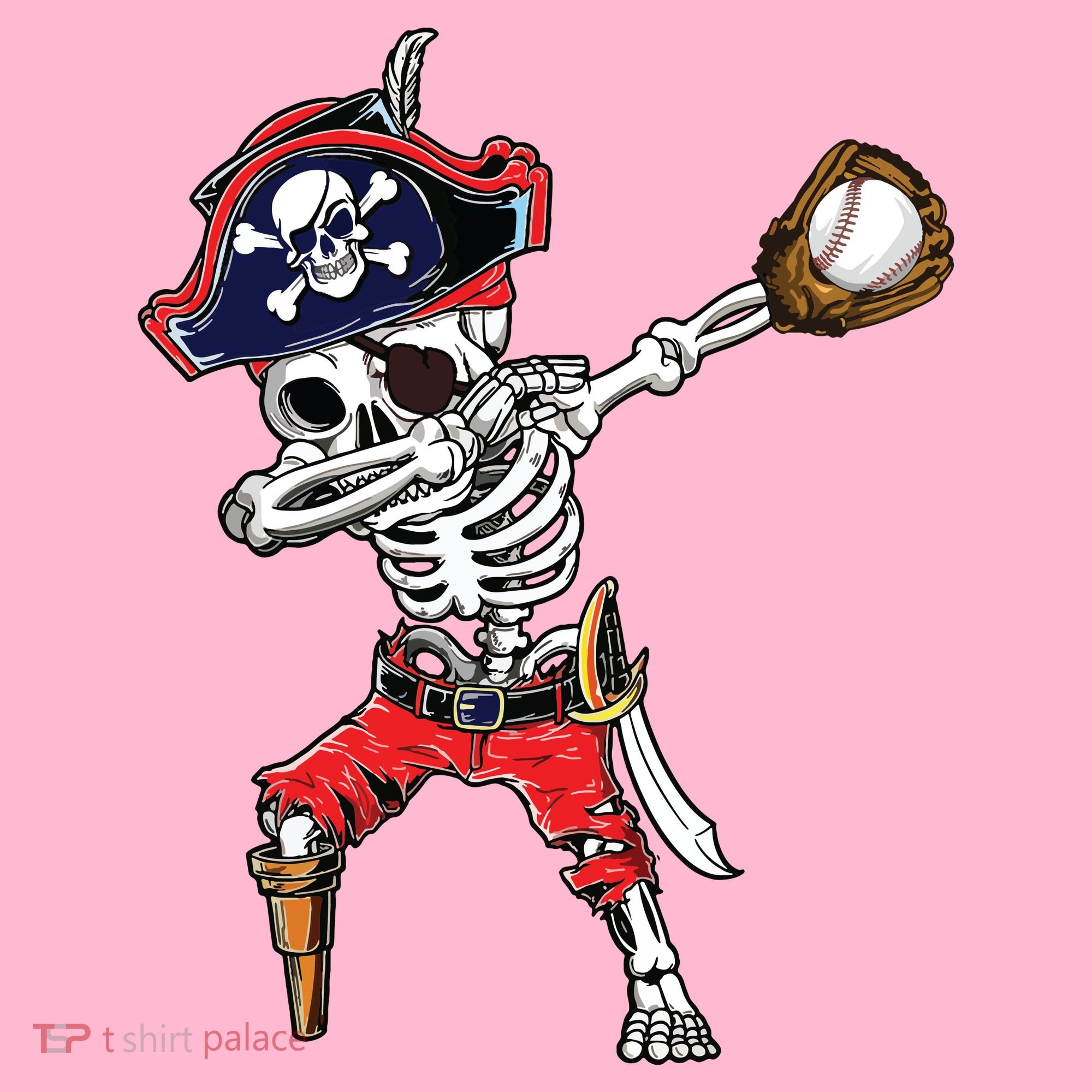 Dabbing Skeleton Pirate Baseball Ball Halloween Costume Coaster