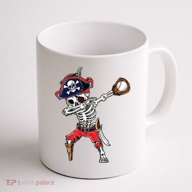 Dabbing Skeleton Pirate Baseball Ball Halloween Costume Coffee Mug back