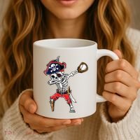 Dabbing Skeleton Pirate Baseball Ball Halloween Costume Coffee Mug thumb 3