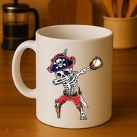 Dabbing Skeleton Pirate Baseball Ball Halloween Costume Coffee Mug thumb 4