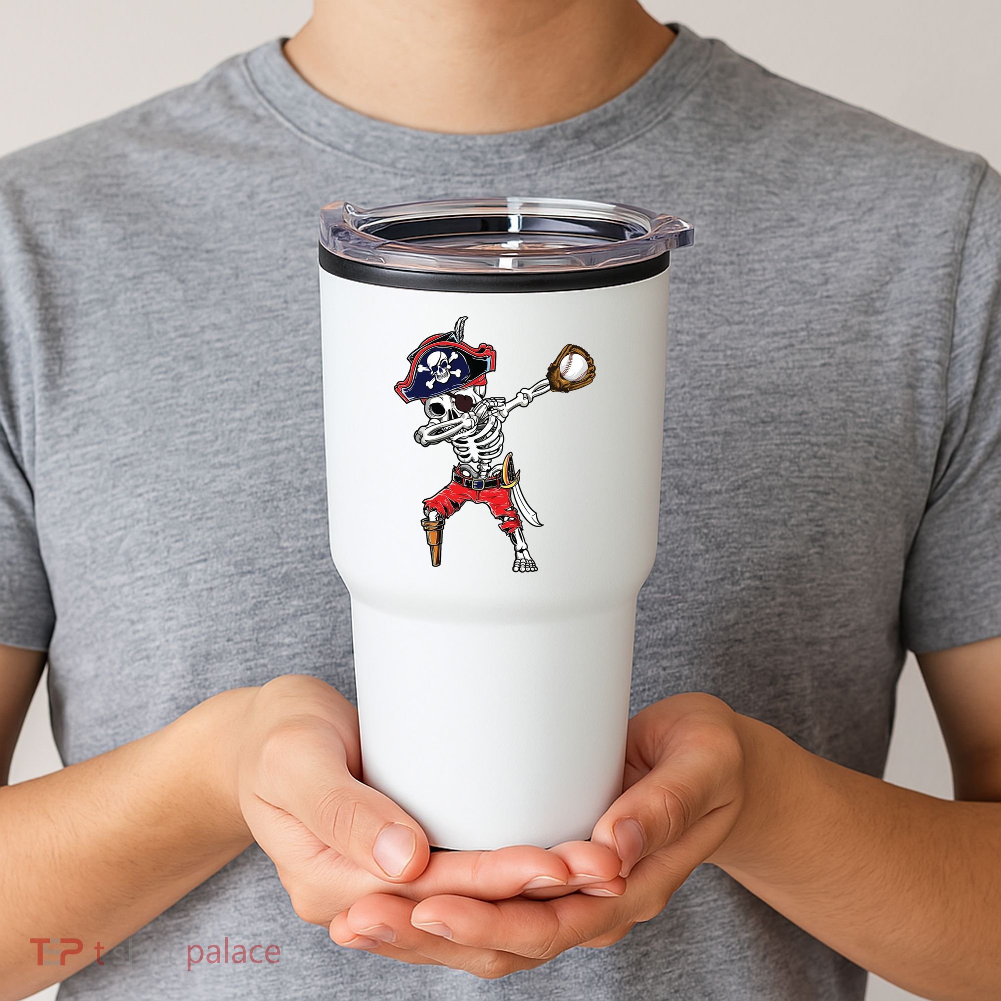 Dabbing Skeleton Pirate Baseball Ball Halloween Costume Tumbler