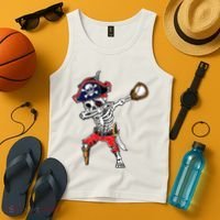 Dabbing Skeleton Pirate Baseball Ball Halloween Costume Tank Top thumb 4
