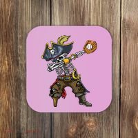 Dabbing Skeleton Pirate Baseball Lover Halloween Costume Coaster thumb 0