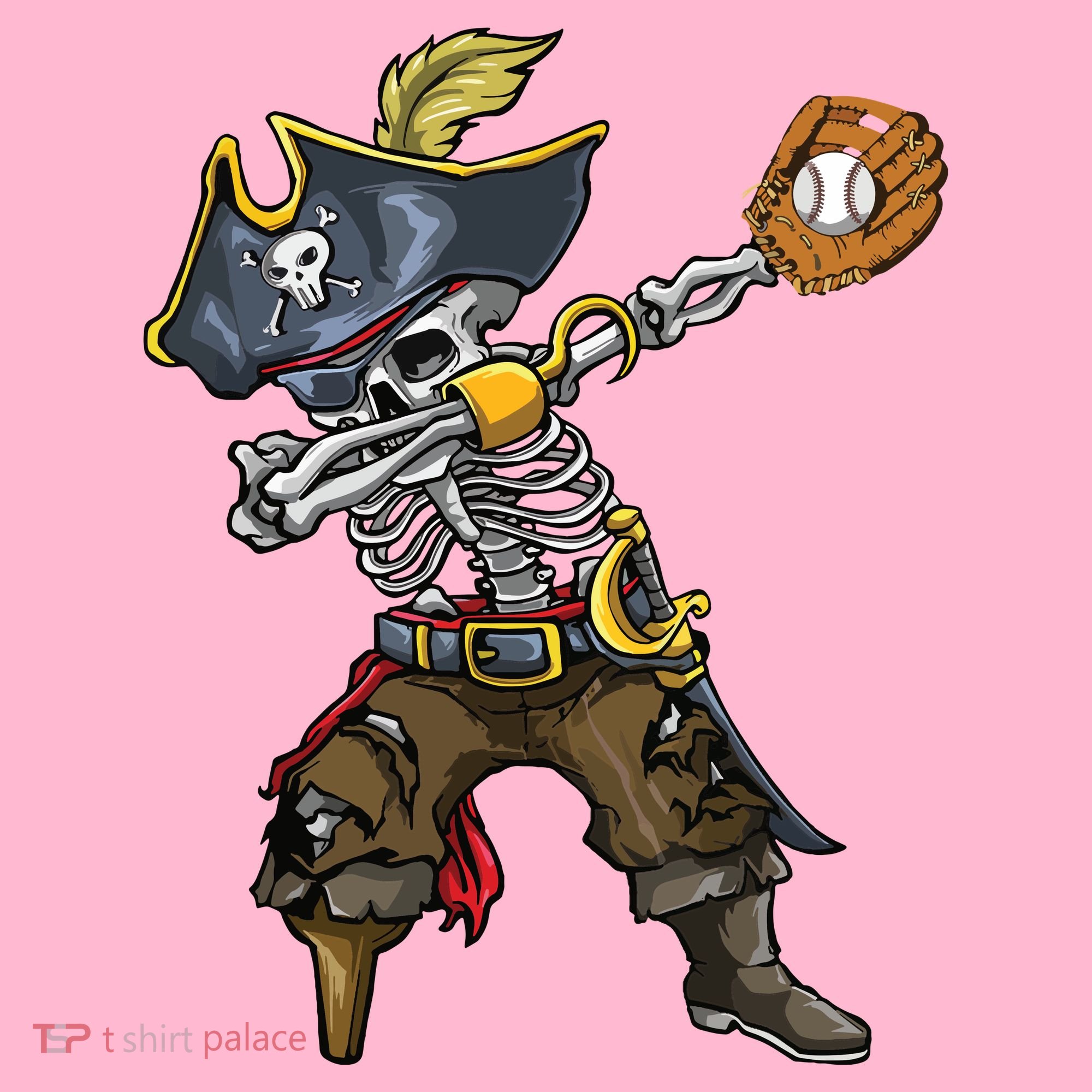 Dabbing Skeleton Pirate Baseball Lover Halloween Costume Coaster