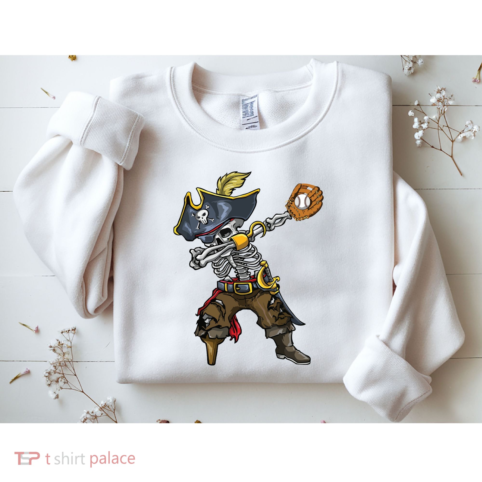 Dabbing Skeleton Pirate Baseball Lover Halloween Costume Sweatshirt