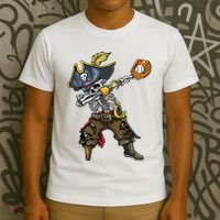 Dabbing Skeleton Pirate Baseball Lover Halloween Costume T-Shirt thumb 3