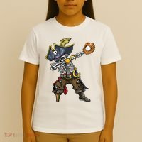 Dabbing Skeleton Pirate Baseball Lover Halloween Costume T-Shirt thumb 4