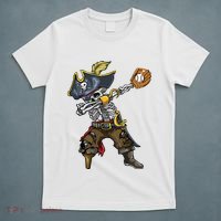 Dabbing Skeleton Pirate Baseball Lover Halloween Costume T-Shirt thumb 5