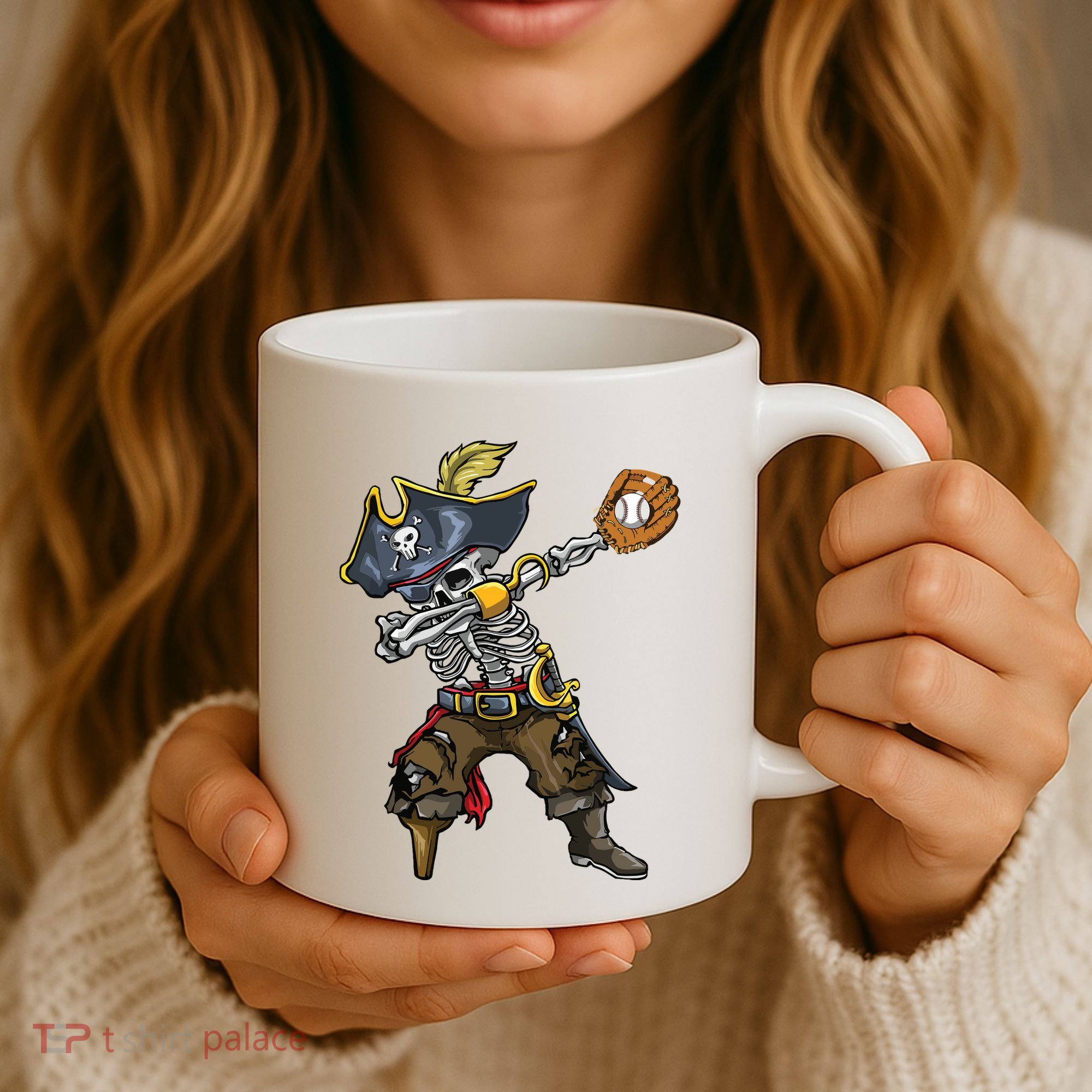 Dabbing Skeleton Pirate Baseball Lover Halloween Costume Coffee Mug