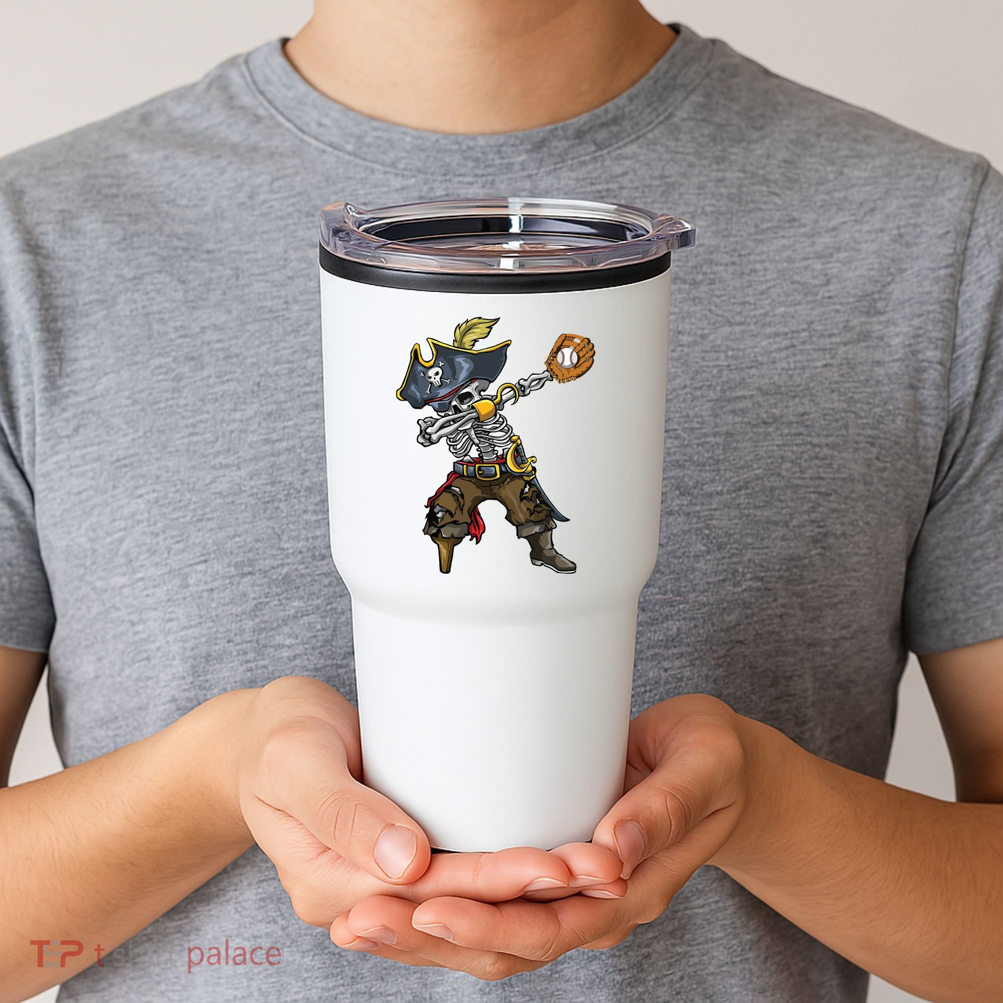 Dabbing Skeleton Pirate Baseball Lover Halloween Costume Tumbler