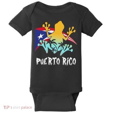 Distressed Style Puerto Rico Frog Gift Design Puerto Rico! Baby Bodysuit