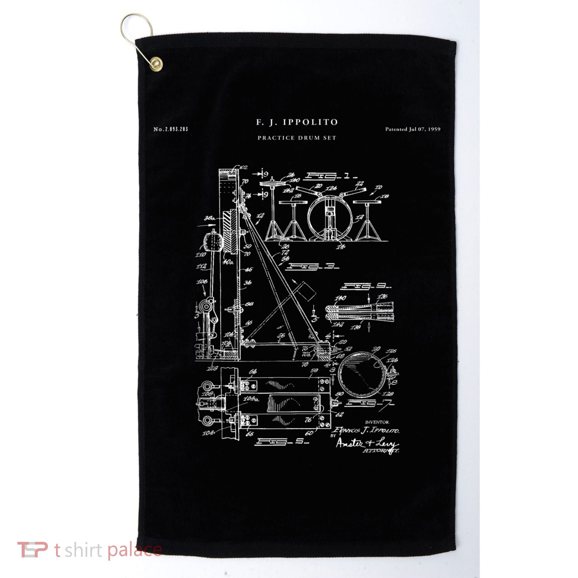 Drum Set Patent Percussion Golf Towel