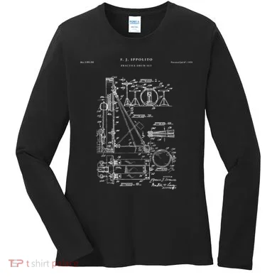 Drum Set Patent Percussion Women's Long Sleeve Shirt