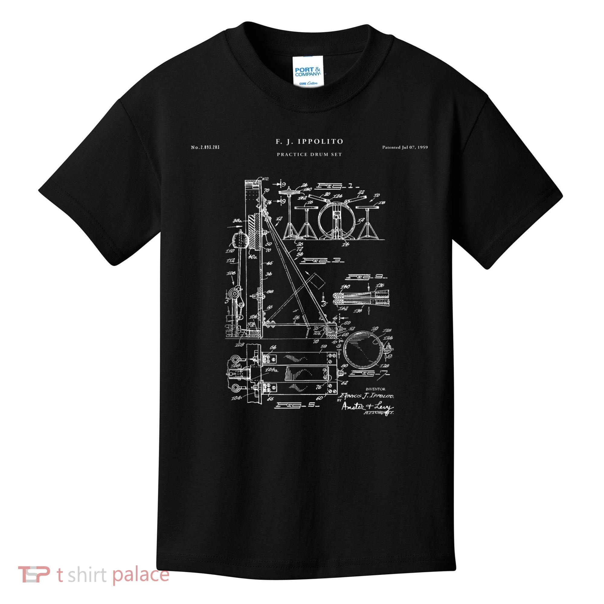 Drum Set Patent Percussion Kids T-Shirt