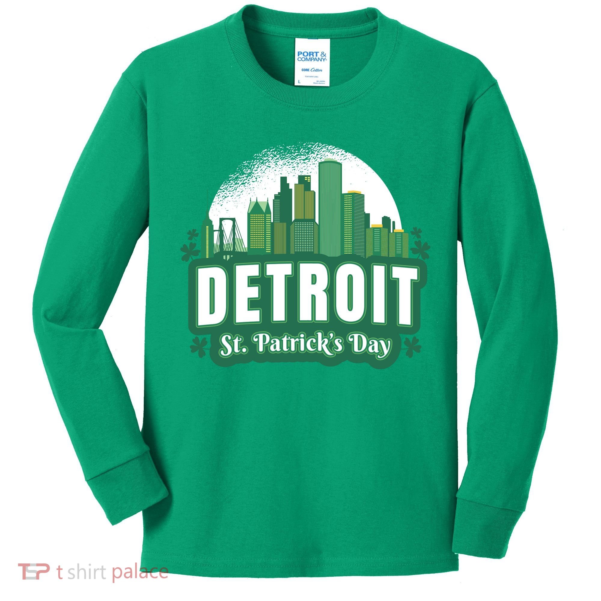 Detroit St Patricks Day Kids Long Sleeve Shirt