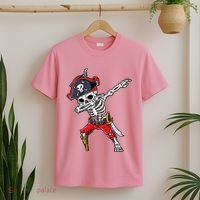 Dabbing Skeleton Pirate Halloween T-Shirt thumb 2
