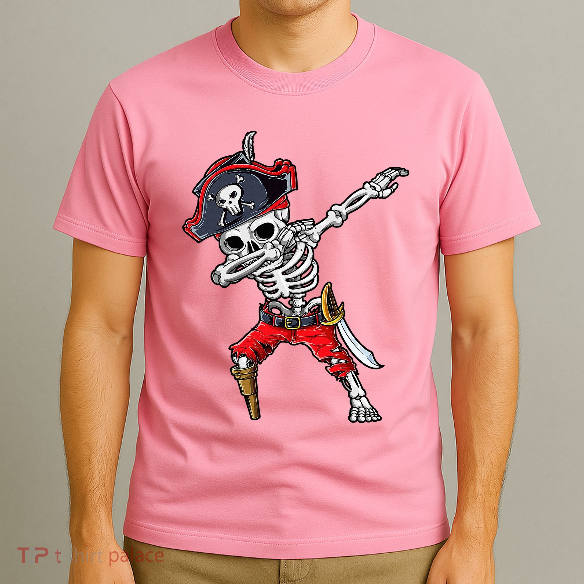 Dabbing Skeleton Pirate Halloween T-Shirt