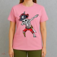Dabbing Skeleton Pirate Halloween T-Shirt thumb 4