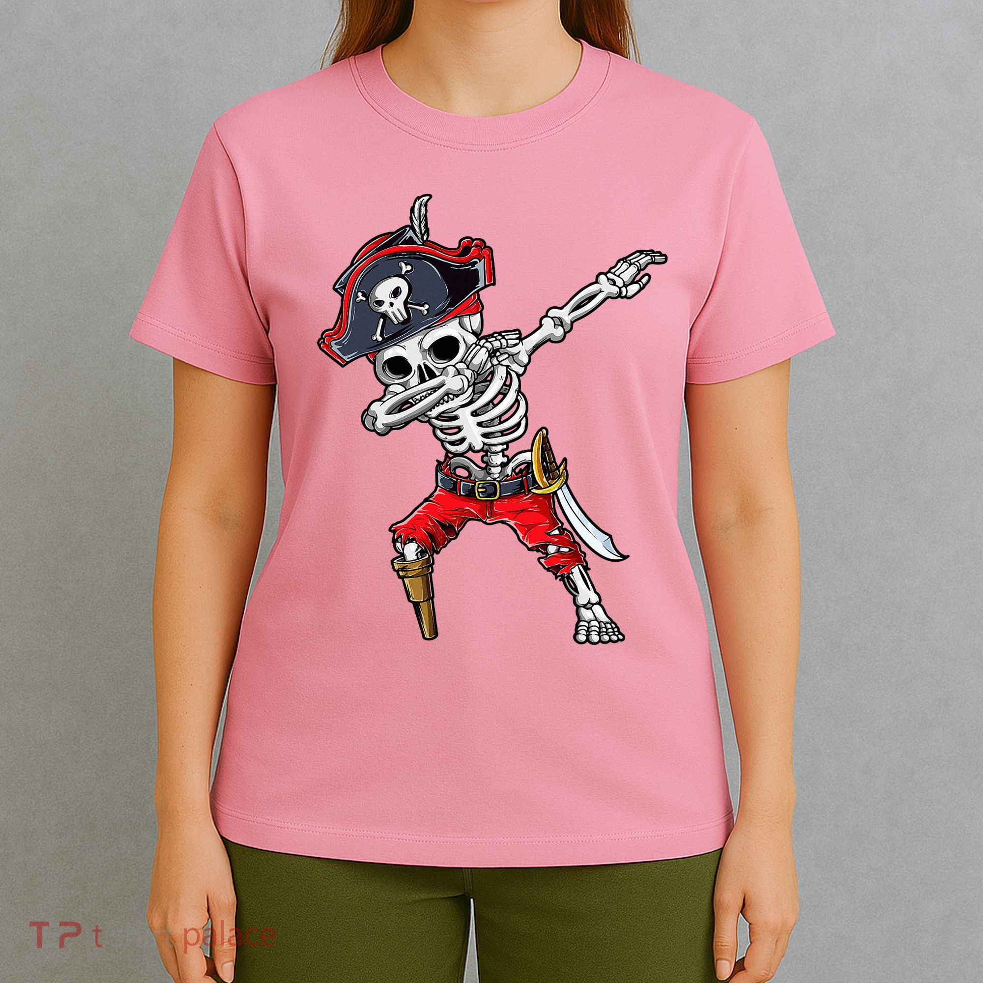 Dabbing Skeleton Pirate Halloween T-Shirt