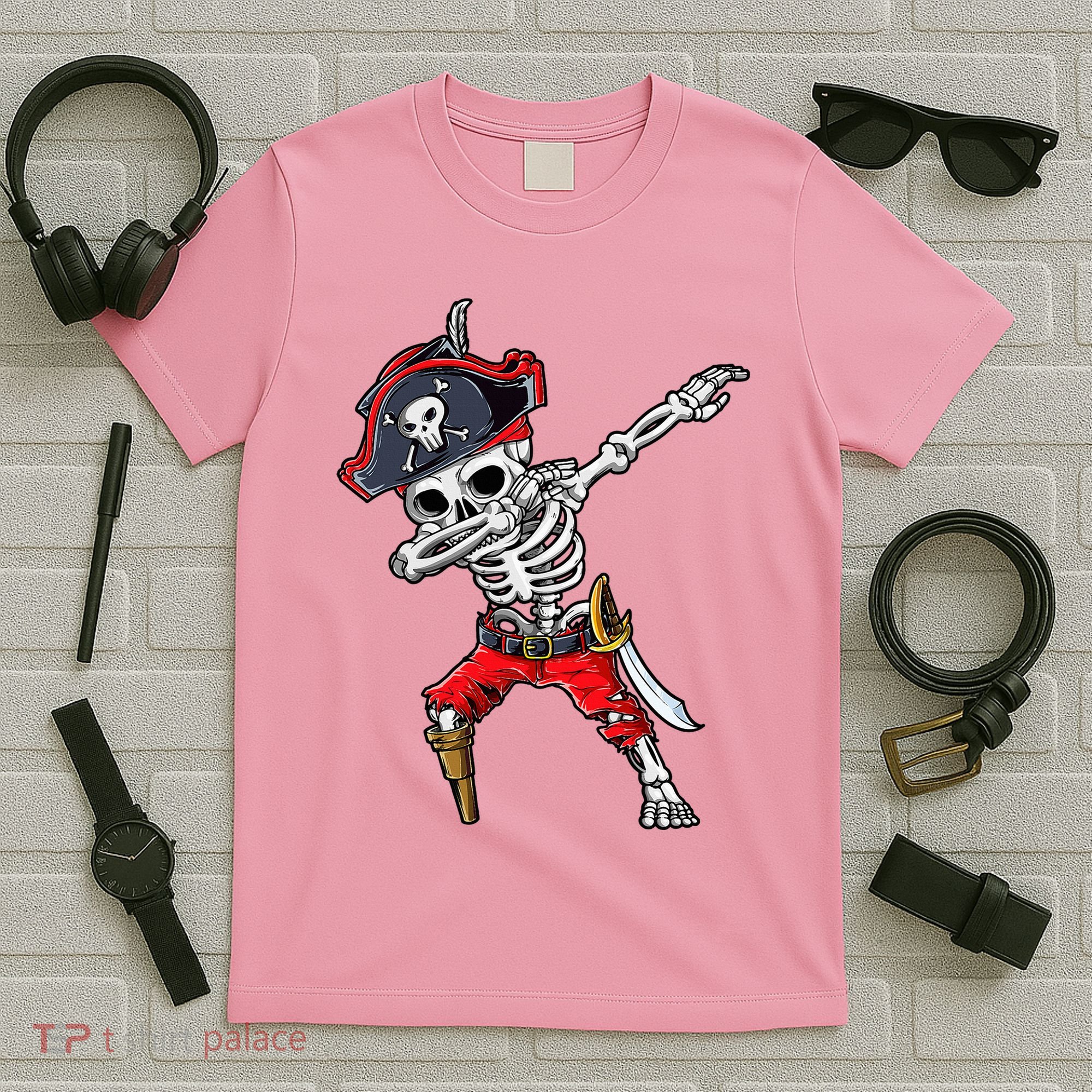 Dabbing Skeleton Pirate Halloween T-Shirt