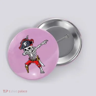 Dabbing Skeleton Pirate Halloween Button